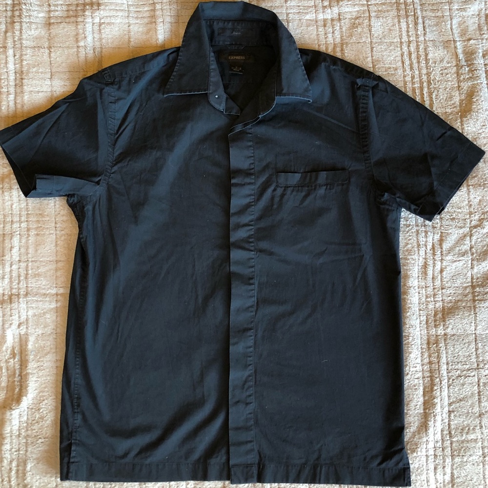 Express Men’s Black Button Up Short Sleeve